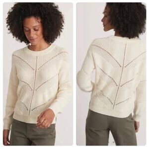 Marine Layer Olivia Sweater Womens XL Cream‎ White Cashmere Blend Crew Neck NWT
